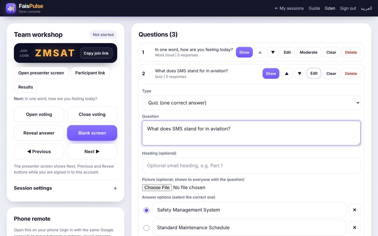 The question editor