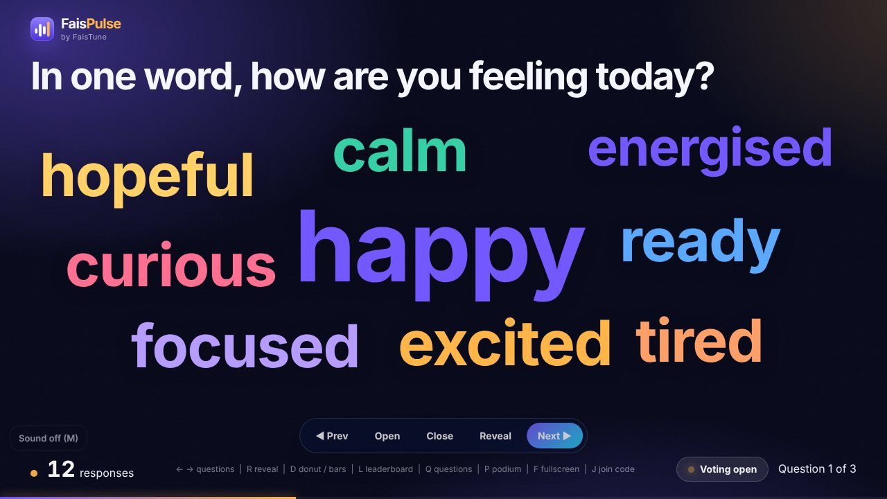 A word cloud fills the screen with your audience’s words