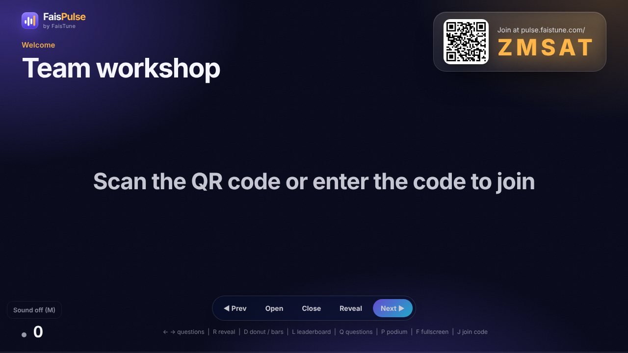The welcome page: everyone scans the QR code